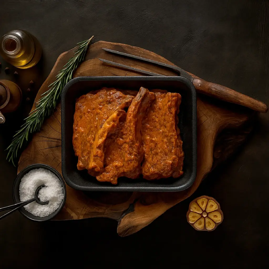 [NOBARCODE0001] Ribs Container with Spanish Seasoning